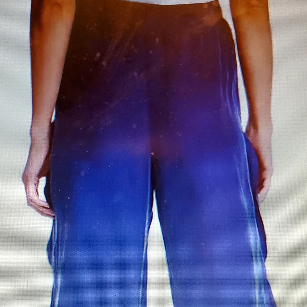 NWT 1.STATE Womens Size L Blue Ruffled Edge Pants